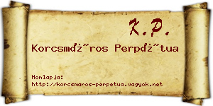 Korcsmáros Perpétua névjegykártya